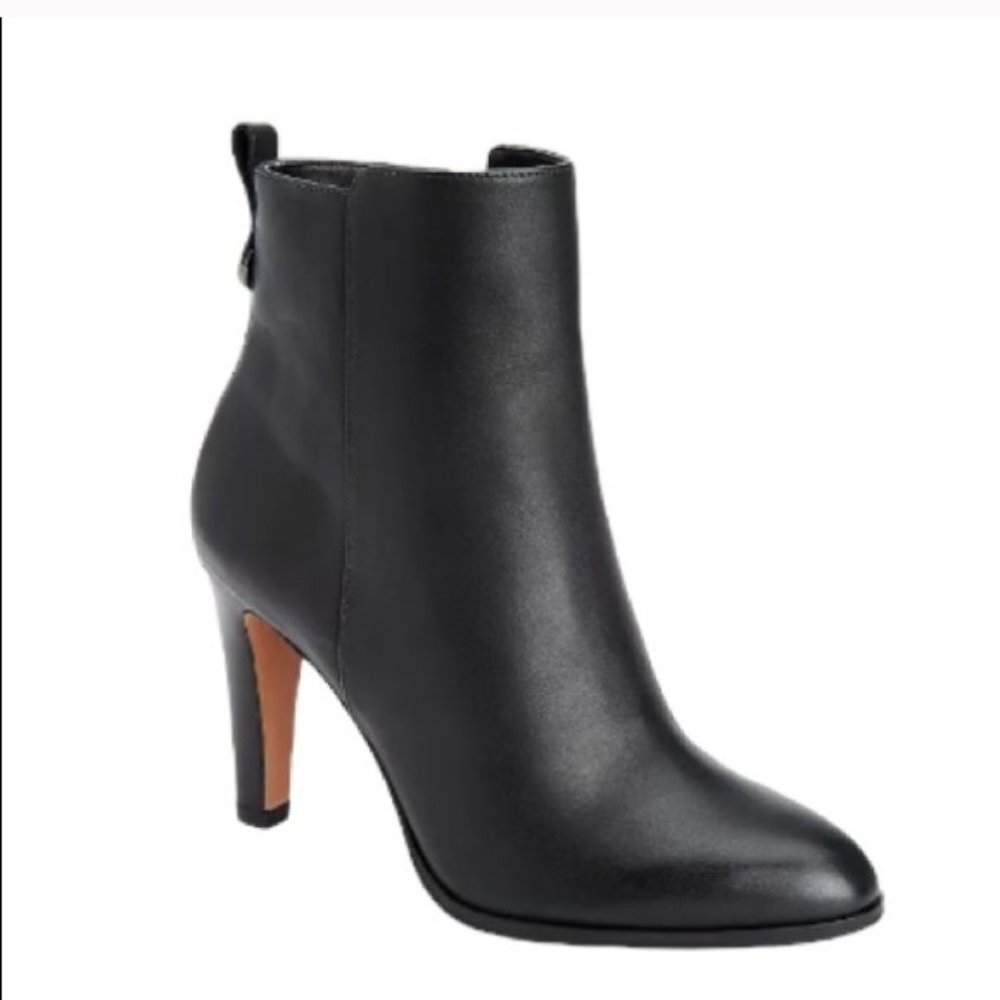 COACH Black Calf Leather JEMMA Heeled Booties